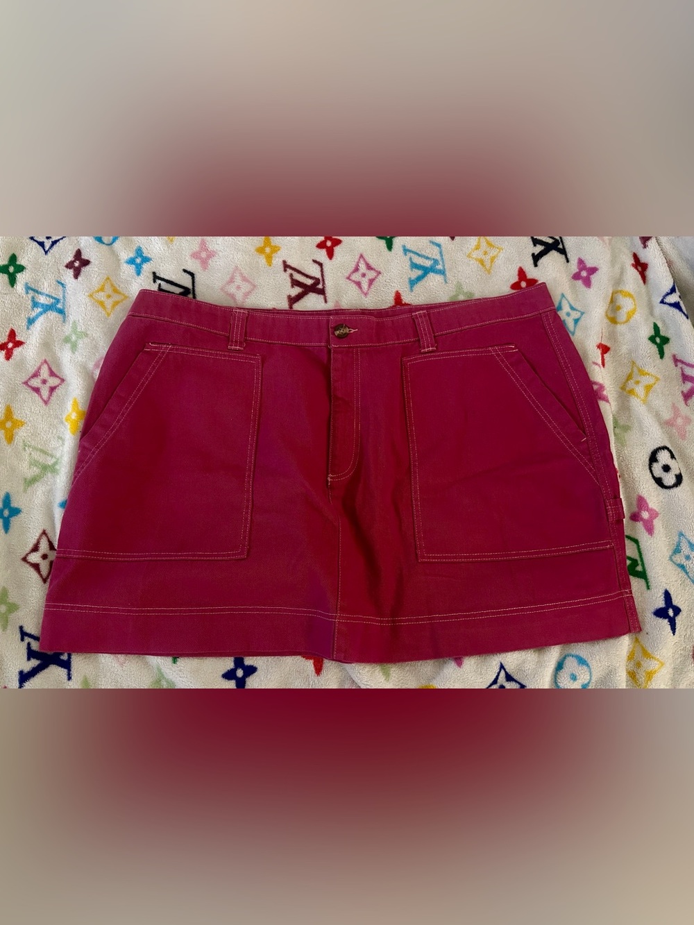 Old Navy Magenta Utility Skirt with Front Patch Pockets